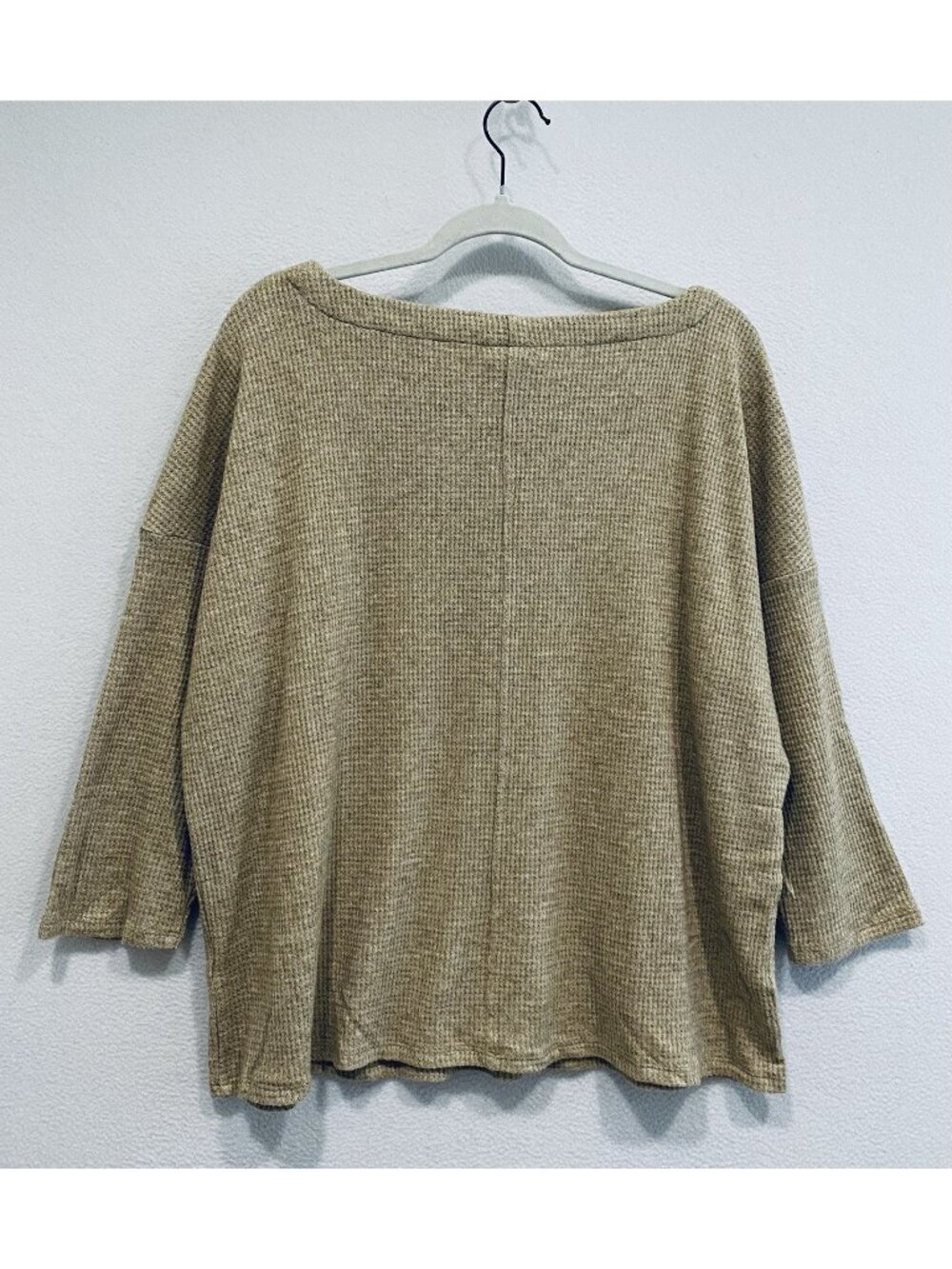 J Jill Wearever Collection Top Womens Large Camel Tan Waffle Knit Boat Neck - Picture 3 of 7